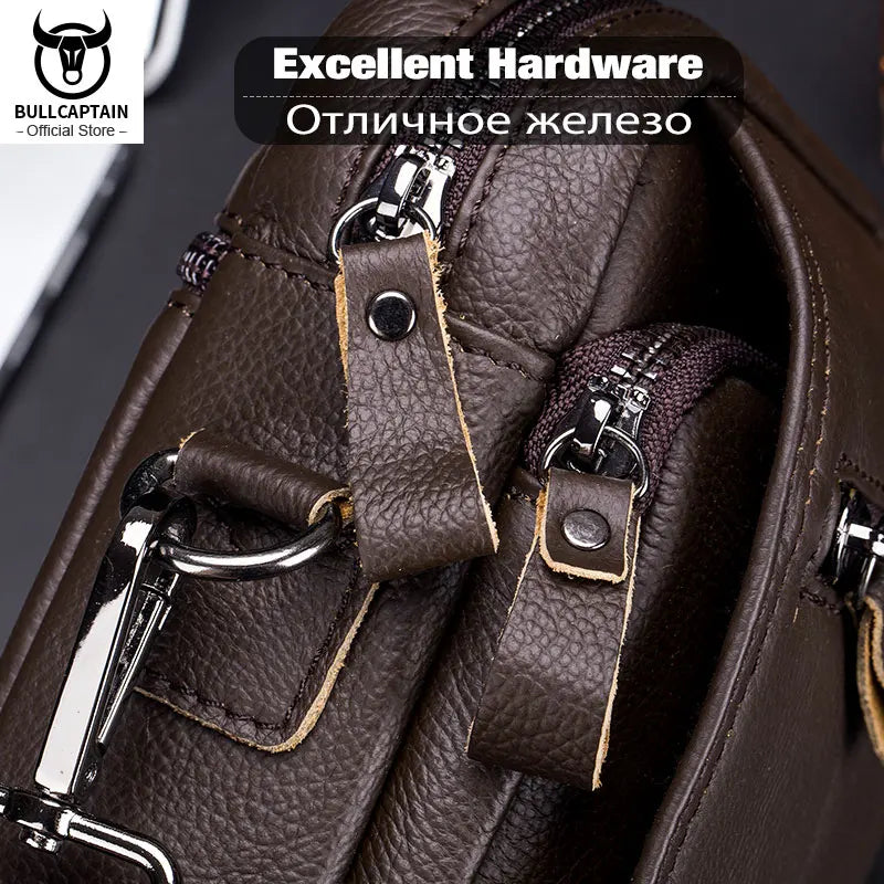 BULLCAPTAIN Men's Messenger Bag Leather Bag Vertical Handbag Shoulder Business Casual Retro Vertical Student Mini Cashier