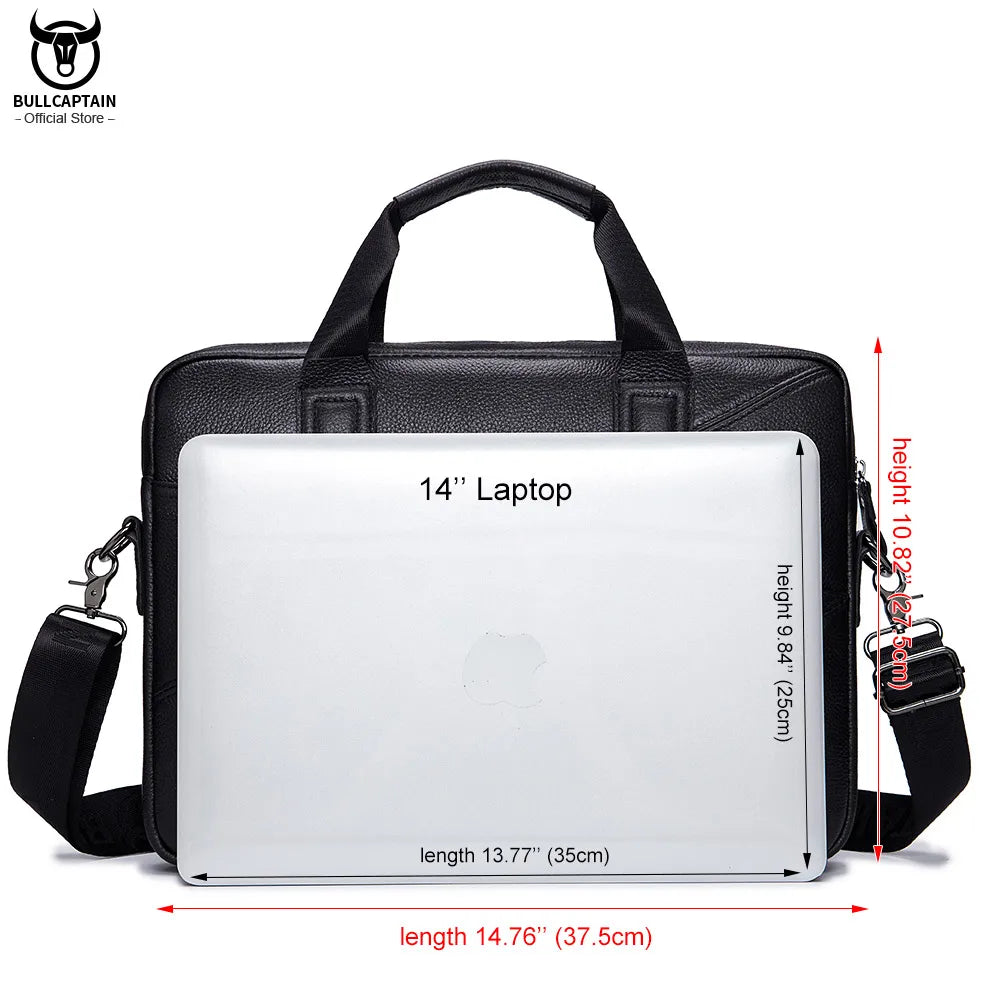 BULLCAPTAIN 2020 Men's Briefcase Business Handbag Can Be Used For 15 Inch Laptop Casual Shoulder Messenger Bags Leather Bag Men