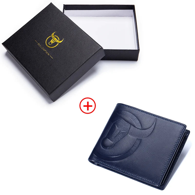 BULLCAPTAIN Fashion Big Logo Man Wallet High Quality RFID Wallet Coin Purse Compact Mini Card Holder Genuine Leather