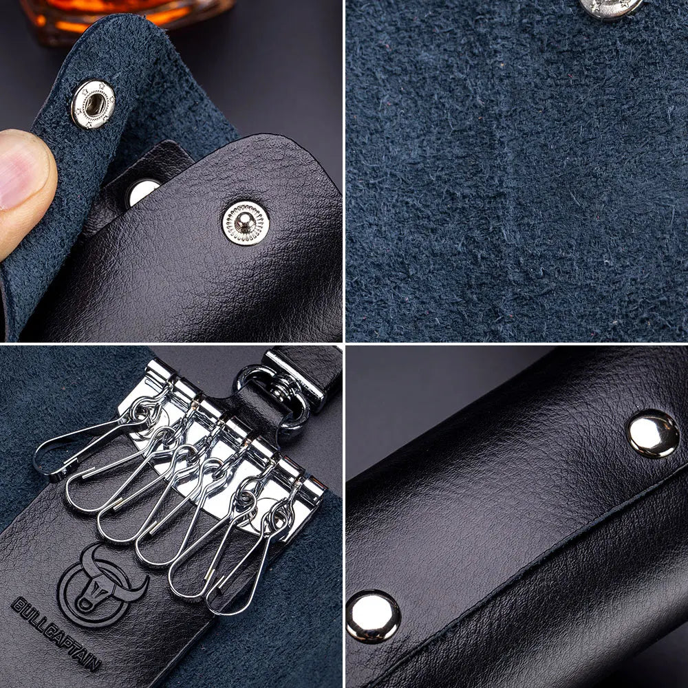 BULLCAPTAIN Cow Leather Men Women Key Bag Small Business Kay Case man Housekeepers Fashion Decorative Bags High Quality Keychain