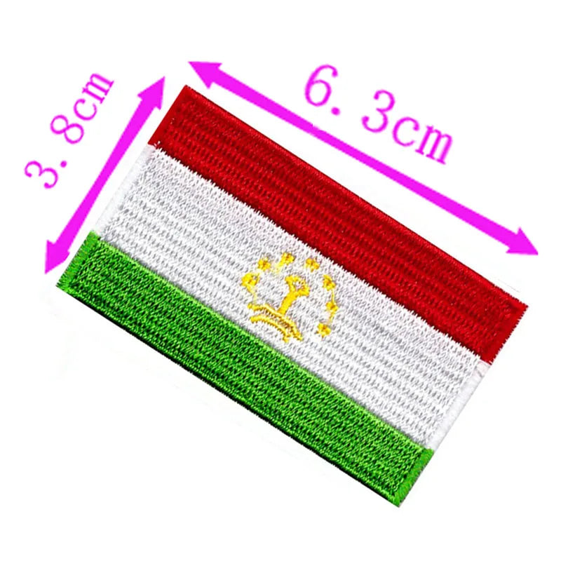 Tajikistan Country Flag Embroidery Patch 6.3cm Wide Iron On Patch