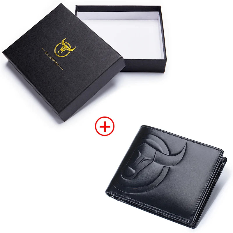 BULLCAPTAIN Fashion Big Logo Man Wallet High Quality RFID Wallet Coin Purse Compact Mini Card Holder Genuine Leather