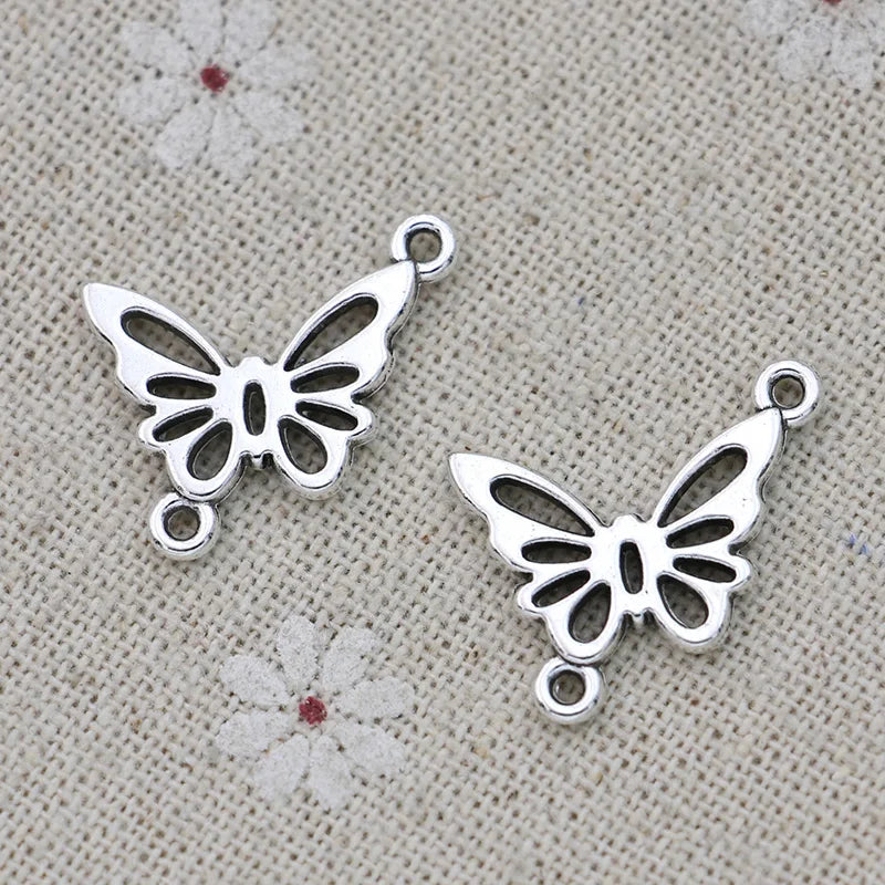 JAKONGO Antique Silver Plated Butterfly Connectors for Jewelry Making Bracelet Jewelry Findings Accessories 23x18mm 10pcs