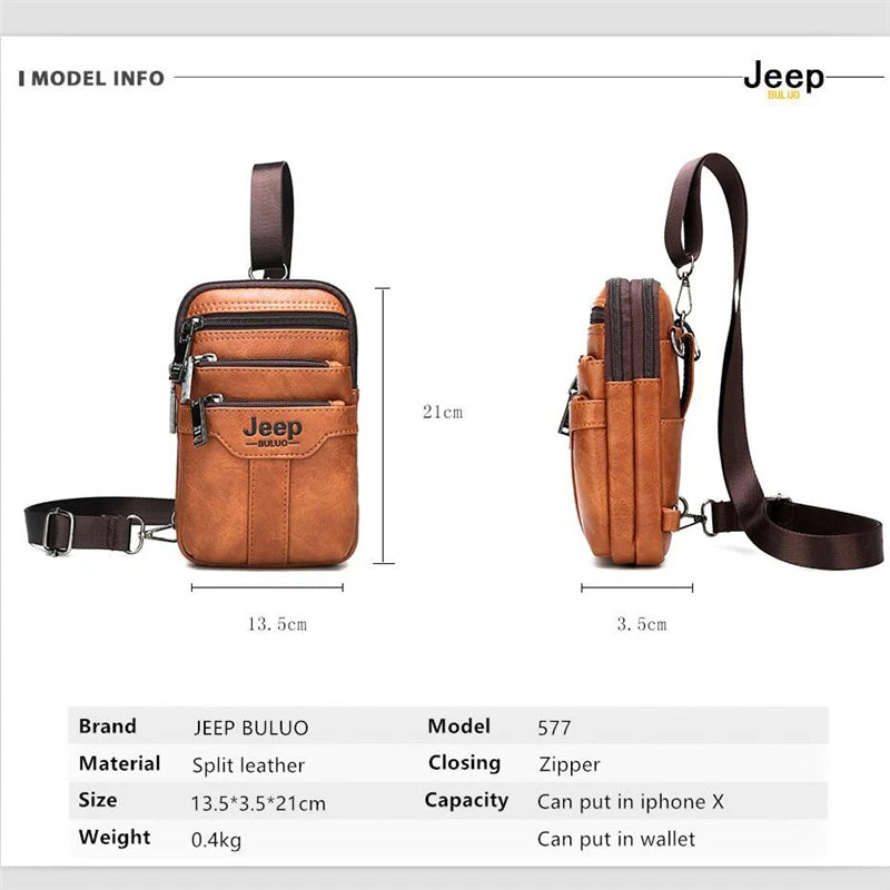 JEEP BULUO Multi-function Small Sling Chest Bag Man Fashion Casual Crossbody Bag