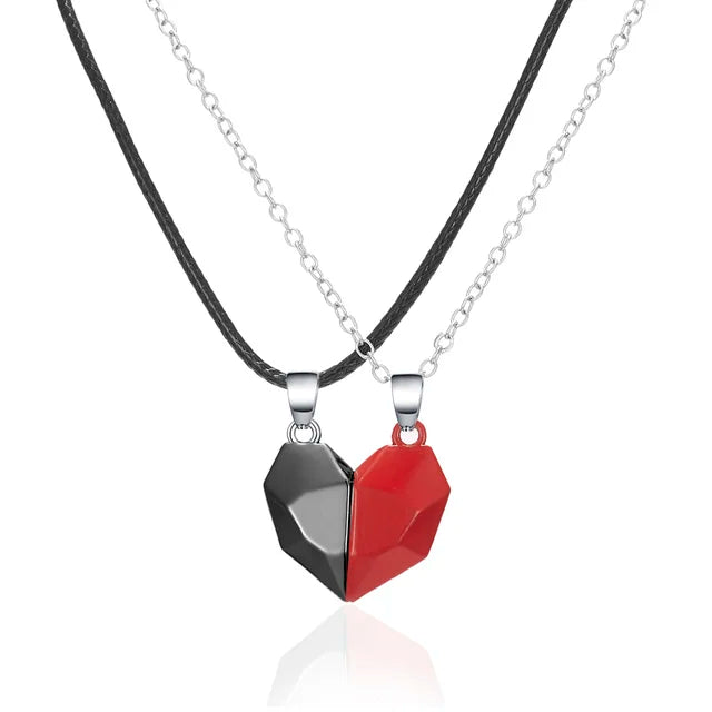 Minimalist Lovers Matching Friendship Love Heart Pendant Necklace Magnetic Distance Couple Necklace Jewelry Anniversary Gift