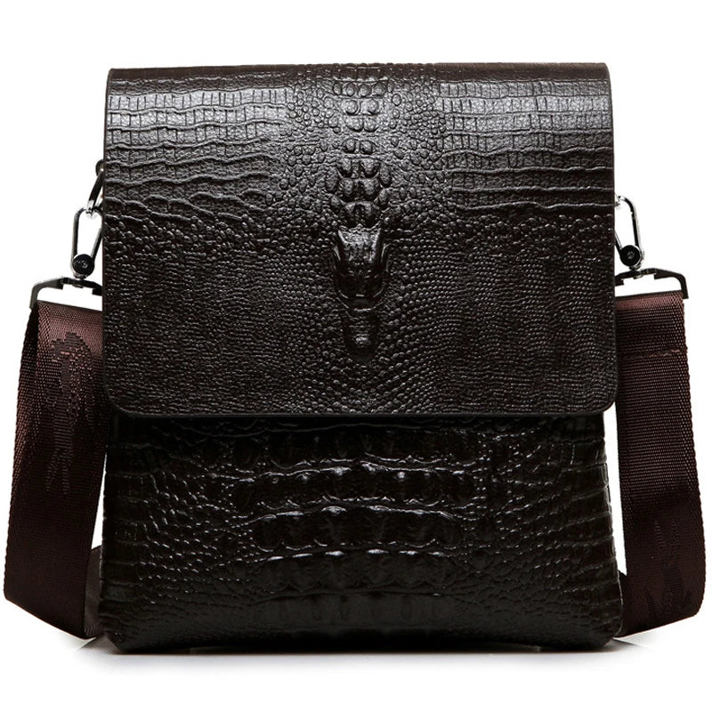 Luxury Messenger Bag Men Leather Business Alligator Shoulder Bag, Crossbody Bag