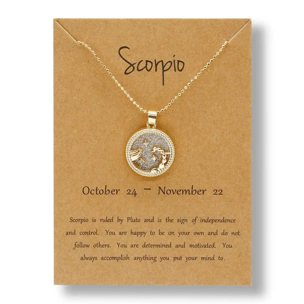 Fashion Star Zodiac Sign 12 Constellation Necklace Pendant Aries Leo Chain Choker Necklaces for Women Birthday Jewelry Gifts