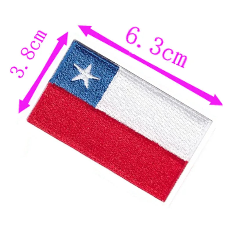 Chile Country Flag Embroidery Patch 6.3cm Wide Iron On Sew On Backing/Hand Craft