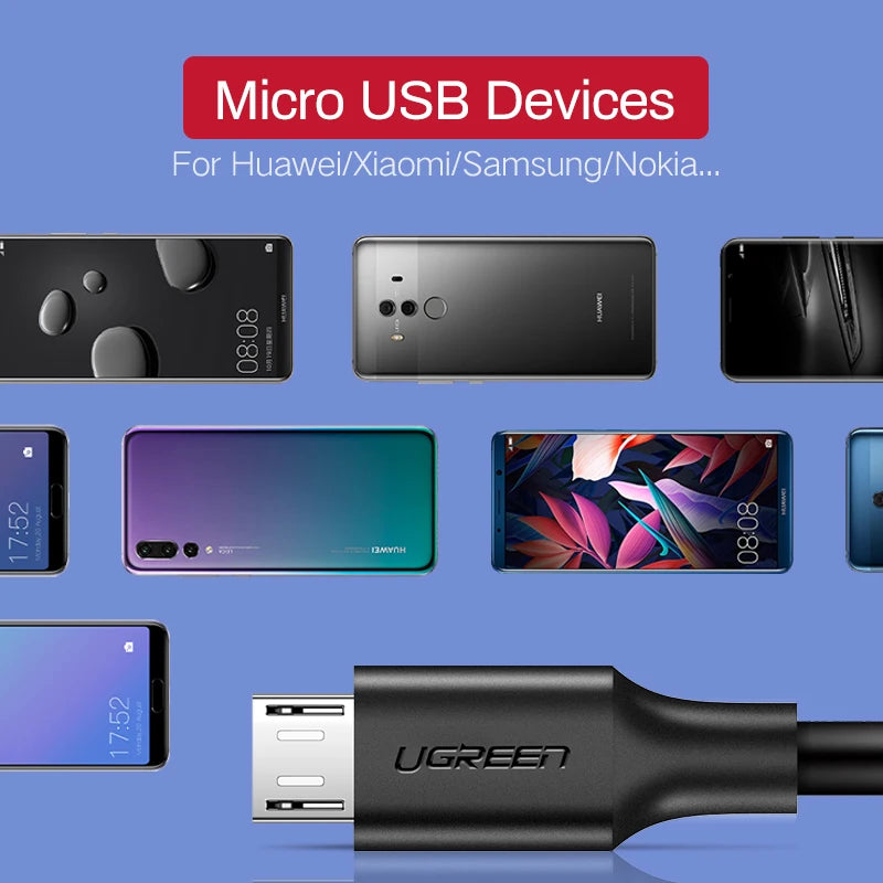 Ugreen Micro USB Cable Fast Charging USB Data Cable Mobile Phone Charging Cable for Samsung HTC LG Android Tablet USB Wire