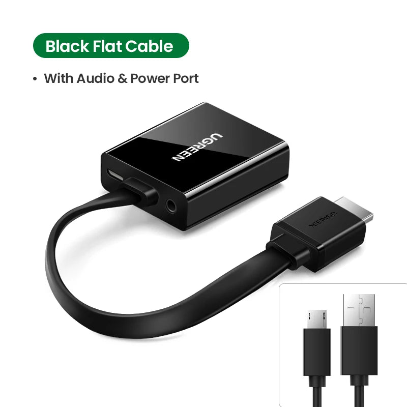 HDMI to VGA Adapter for PS4 Male To Female Converter 1080P, 3.5 Jack TV Box PC
