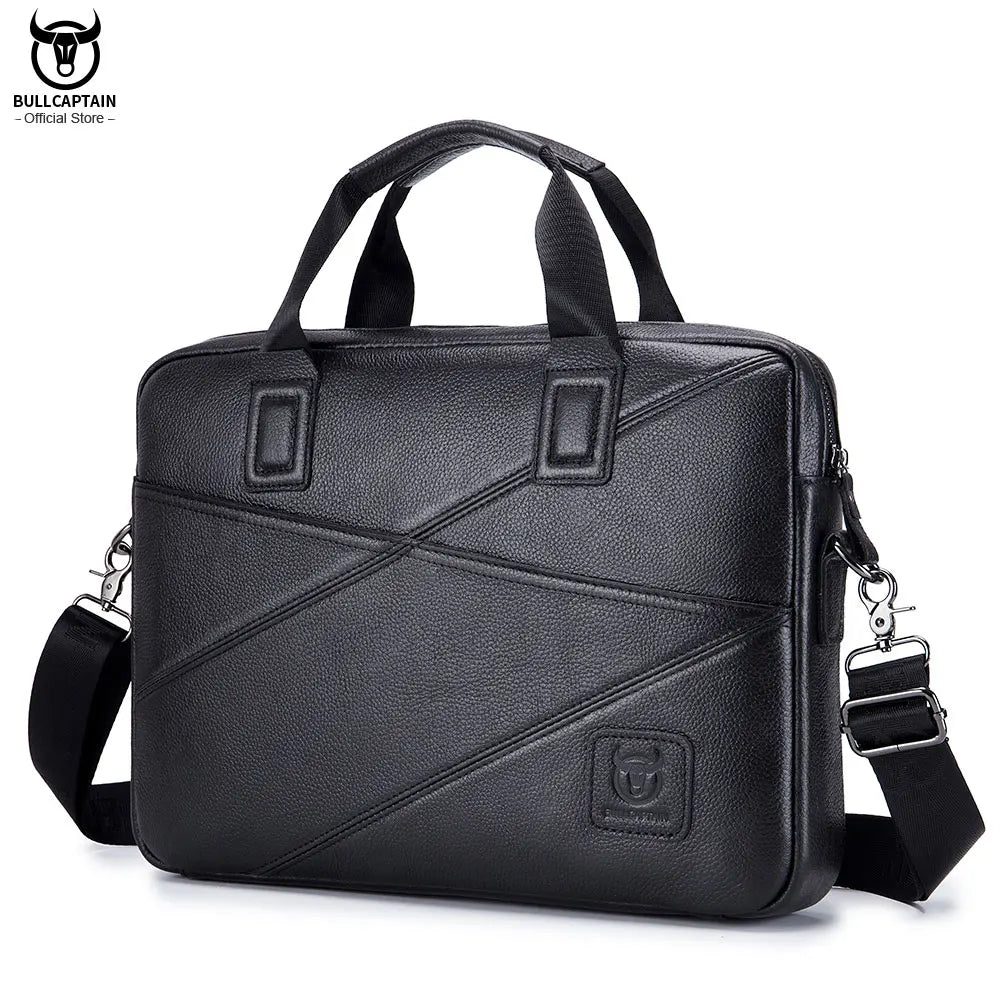 BULLCAPTAIN 2020 Men's Briefcase Business Handbag Can Be Used For 15 Inch Laptop Casual Shoulder Messenger Bags Leather Bag Men