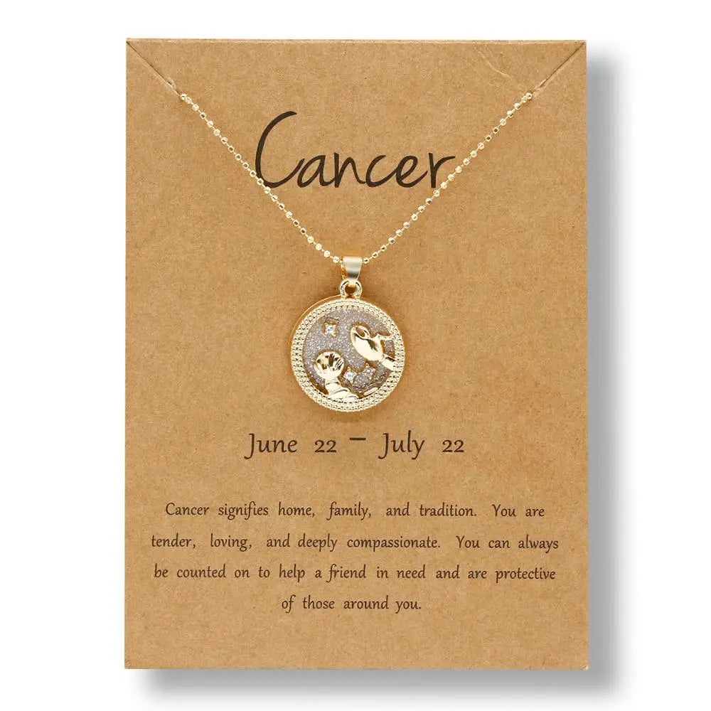Fashion Star Zodiac Sign 12 Constellation Necklace Pendant Aries Leo Chain Choker Necklaces for Women Birthday Jewelry Gifts
