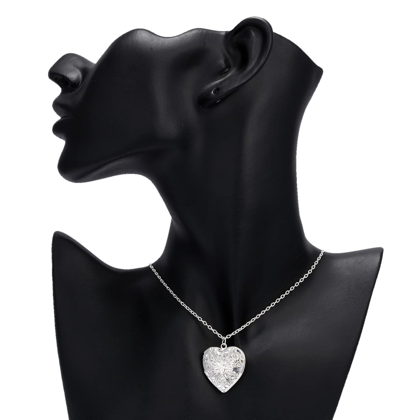 Romantic Cute Heart Photo Frame Pendant Necklace Love Heart Charm Openable Locket Necklaces Women Men Fashion Memorial Jewelry