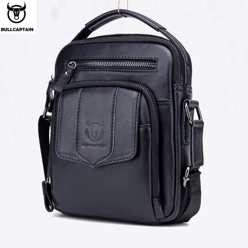 BULLCAPTAIN Genuine Leather Men's Crossbody Bag Business Fashion Men's High Quality Messenger Bag Bolsas Brand Fashion Handbag