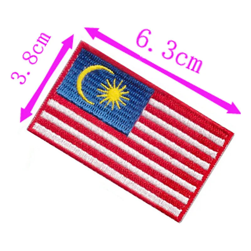 Malasia Flag Embroidery Patch 6.3cm Wide Iron On Sew On Backing