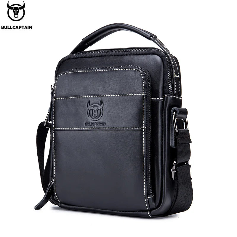 BULLCAPTAIN 2025Brand Leather Retro Zipper Messenger Bag Men's Shoulder Bag Fashion Handsome Handbag Casual Men's Messenger Bag