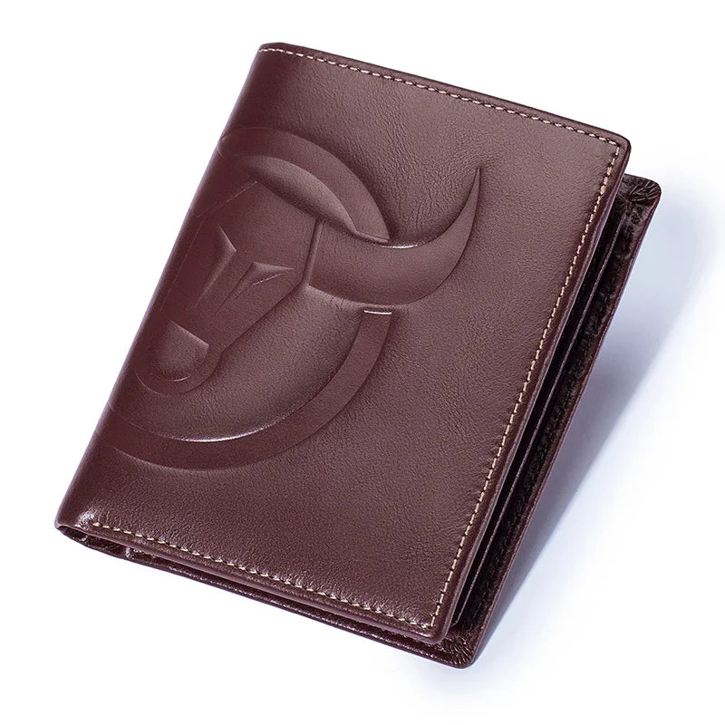 BULLCAPTAIN Fashion Big Logo Man Wallet High Quality RFID Wallet Coin Purse Compact Mini Card Holder Genuine Leather