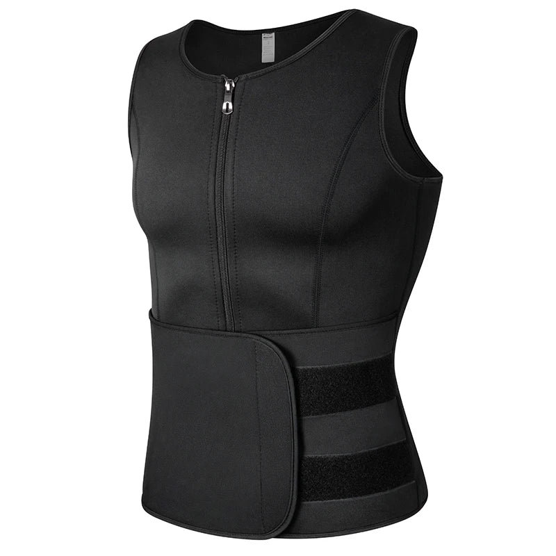 1PC Black Men Waist Sauna Vest Body Shaper Compression Tank Fat Burner Shirt