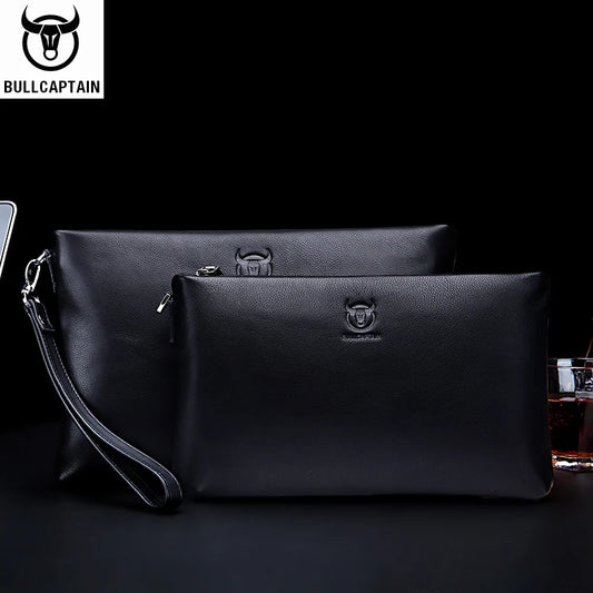 BULLCAPTAIN Brand Men's Wallet Clutch Bag Leather Men's Handbag Leather Fashion Men's Casual Bag Designer Ipad Handbag Suitable