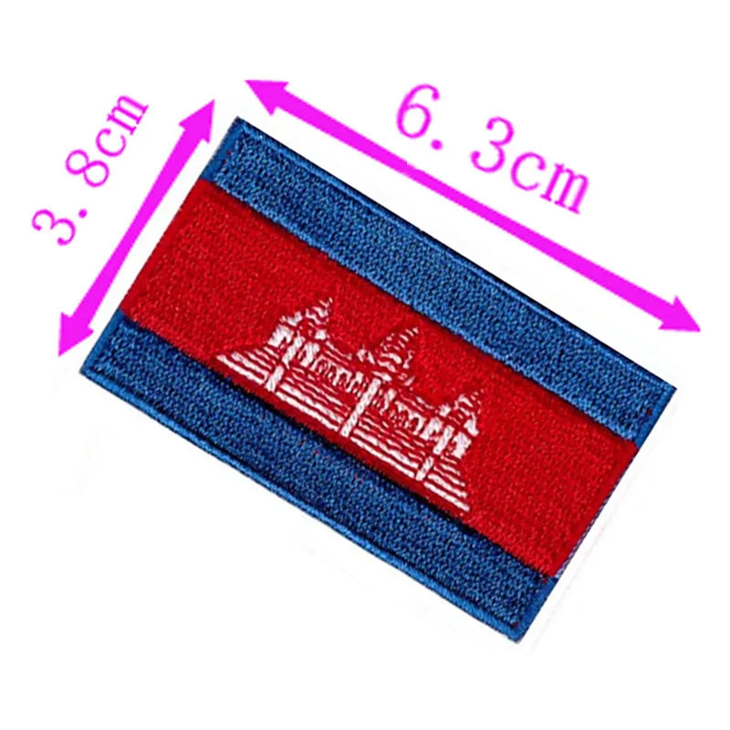 Cambodia Country Flag Embroidery Patch 6.3cm Wide Iron On Sew On Backing