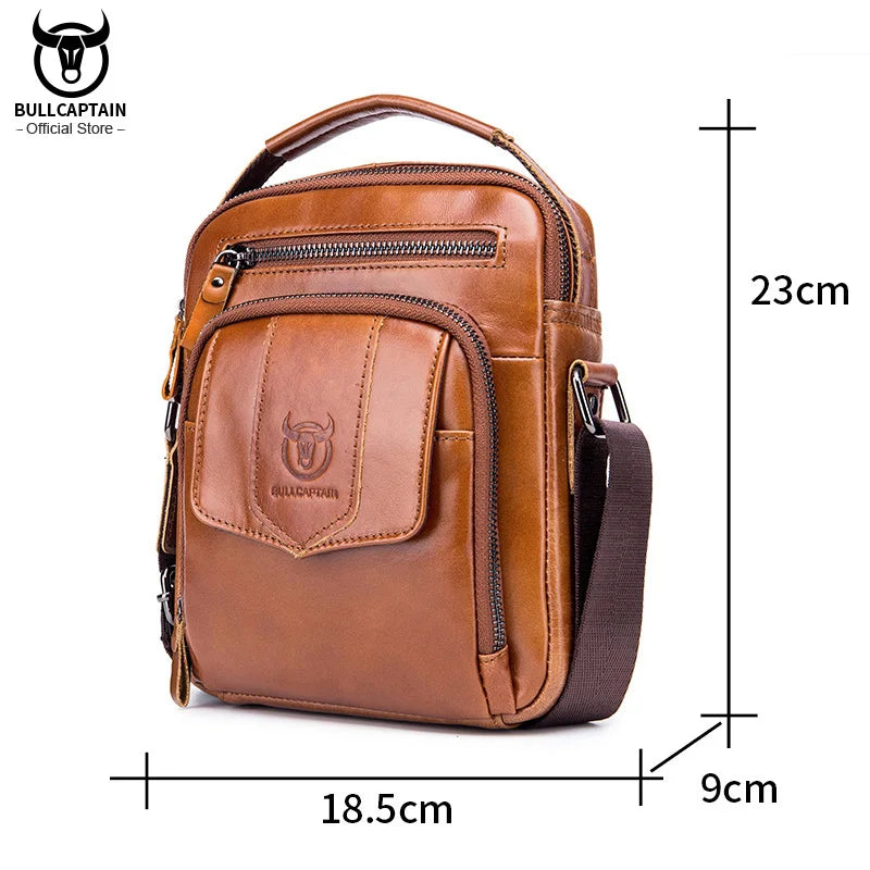 BULLCAPTAIN Genuine Leather Men's Crossbody Bag Business Fashion Men's High Quality Messenger Bag Bolsas Brand Fashion Handbag
