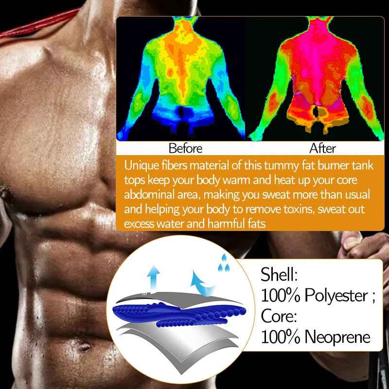 1PC Blue 2 Straps Men Waist Sauna Vest Body Shaper Compression Tank Fat Burn