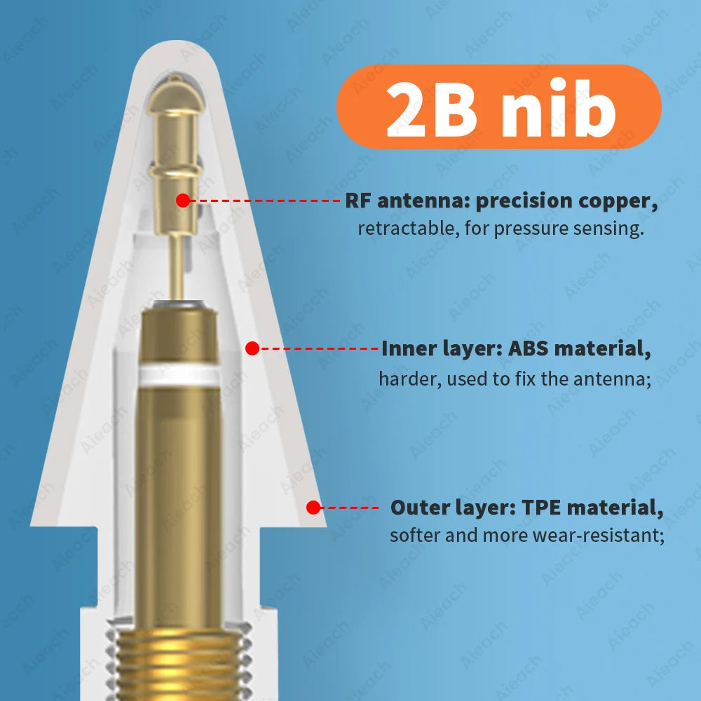 Apple Pencil Tips 1st 2nd Gen 2B HB Thin Nibs Double Layer Long-Lasting Use