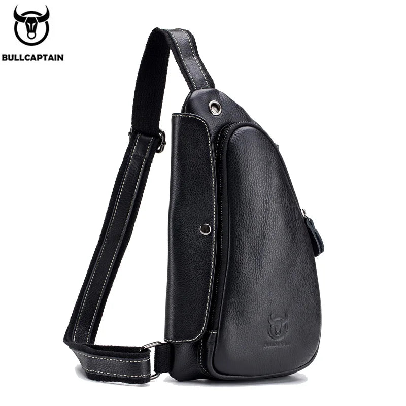 BULLCAPTAIN Men's Casual Messenger Bag Men's Headphones Chest Bags Messenger Bag's Leather Chest Bag For Men 2020new Chest Bags