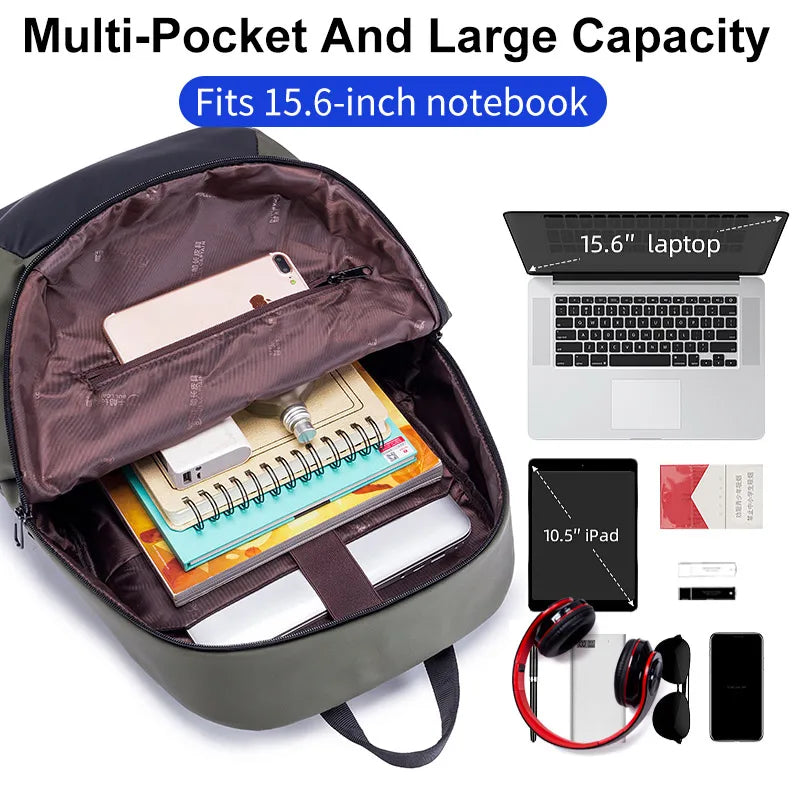 BULLCAPTAIN Men's Fashion Backpack 15.6-in'' Laptop Backpack Male Anti-theft Waterproof School Backpack Man Business Travel Bag
