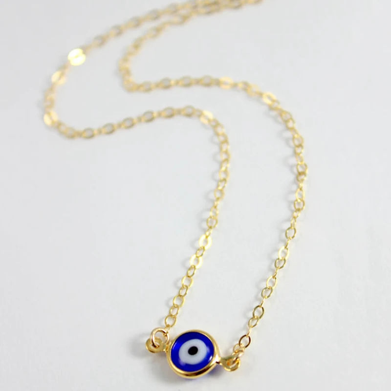 Turkish Lucky Evil Eye Pendant Necklace Women Simple Fashion Gold Color Dainty Thin Chain Choker Female Minimalist Jewelry Gifts