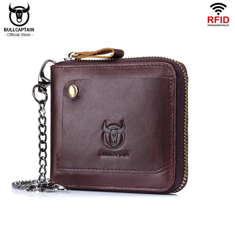 Bullcaptain Cowhide Genuine Leather Men Wallet Coin Purse Small Mini Card Holder Vintage PORTFOLIO Portomonee Male Walet Pocket