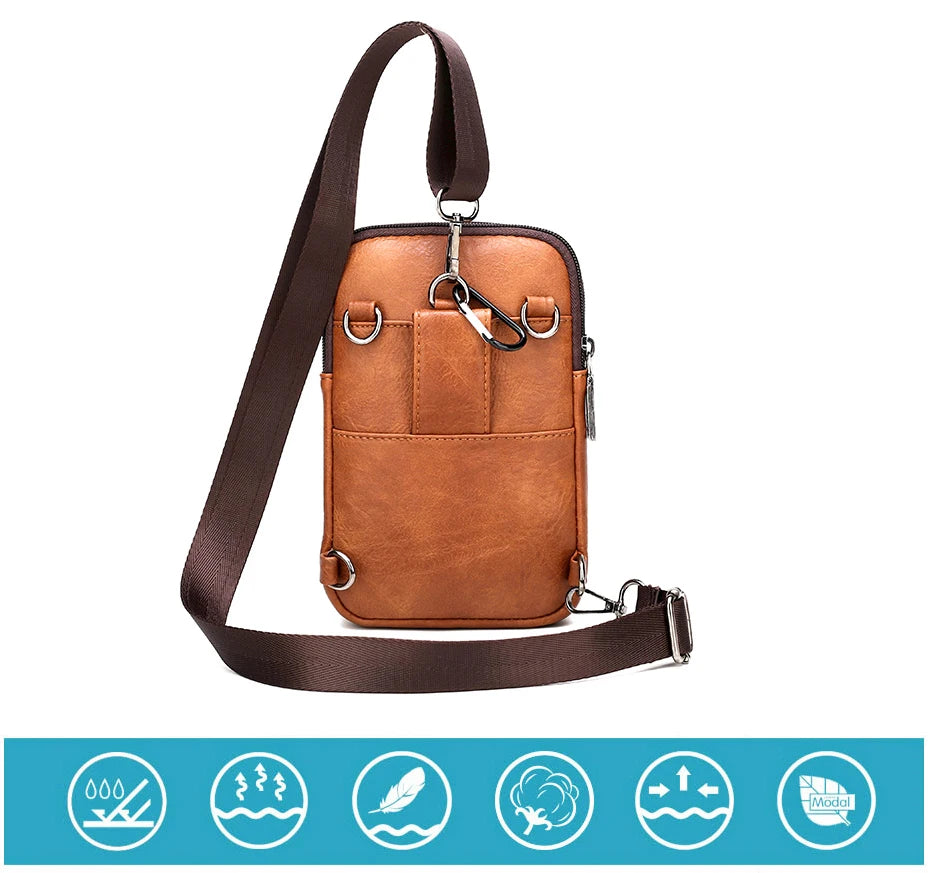 JEEP BULUO Multi-function Small Sling Chest Bag Man Fashion Casual Crossbody Bag