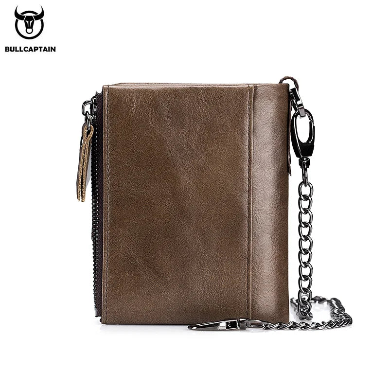 BULLCAPTAIN Men's Zipper Wallet Rfid Wallet Multifunction Storage Bag Coin Purse Wallet's Card Bags Genuine Leather Purse Male
