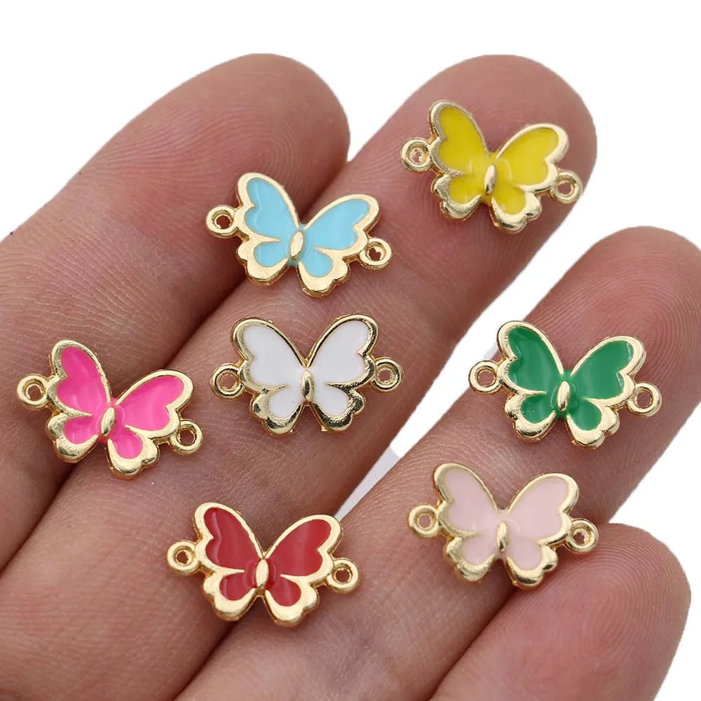 20Pcs Gold Plated Enamel Butterfly Charms Pendants for Necklace Jewelry Making Bracelet DIY Handmade Craft