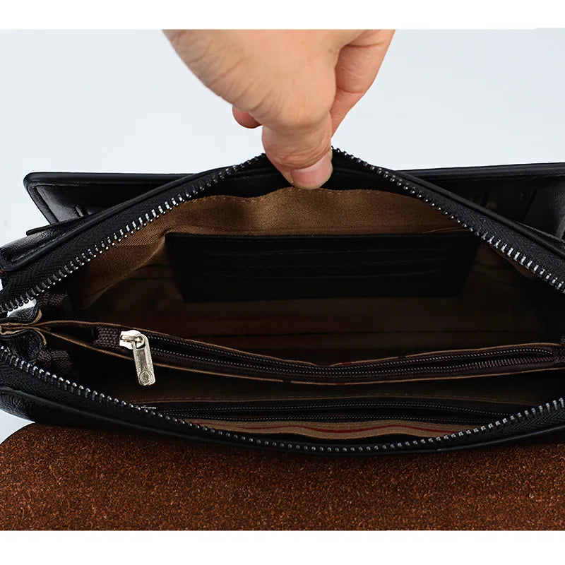 JEEP BULUO Famous Brand Men's Handbags Luxury Bags Phone and Pen Leather Wallets