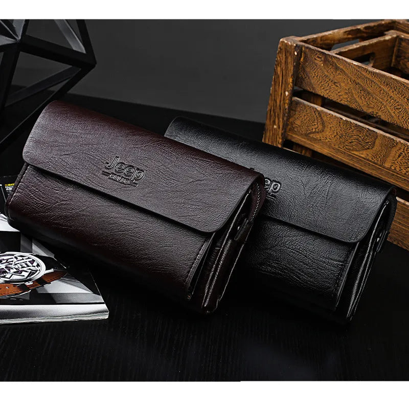 JEEP BULUO Famous Brand Men's Handbags Luxury Bags Phone and Pen Leather Wallets