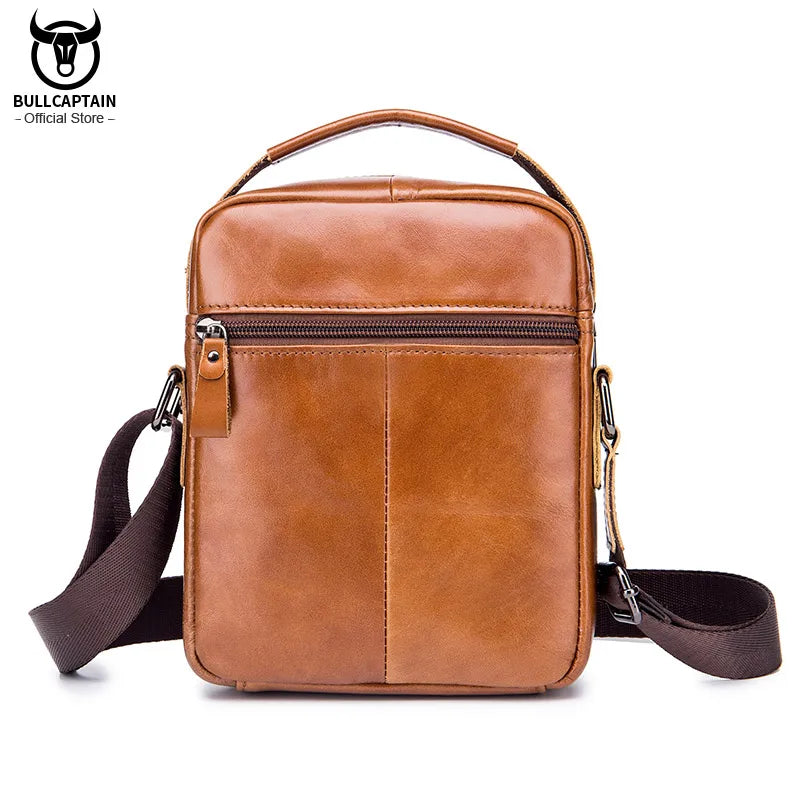 BULLCAPTAIN Genuine Leather Men's Crossbody Bag Business Fashion Men's High Quality Messenger Bag Bolsas Brand Fashion Handbag