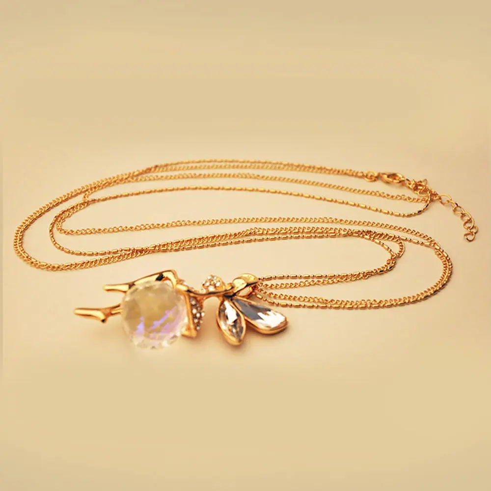 Vintage Butterfly Fairy Pendant Necklace Women Fashion Sweater Chain Necklace Charm Crystal Angel Wing Necklace Party Jewelry