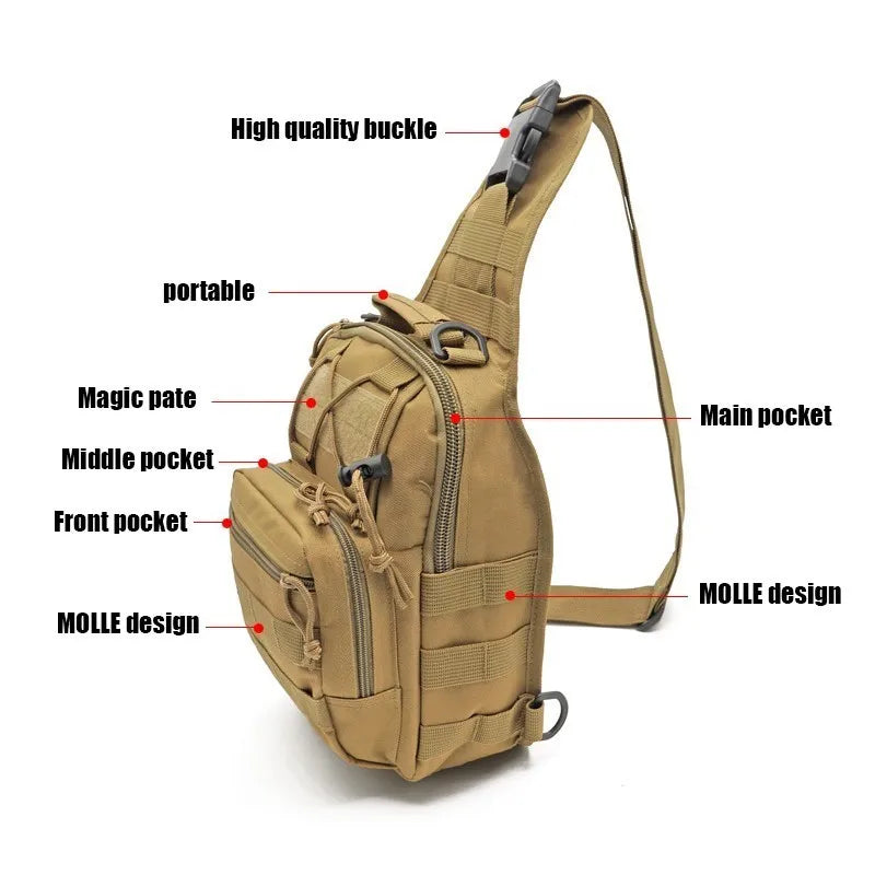 Tactical Shoulder Backpack, Waterproof Hiking Camping Pack Concealed Range Bag