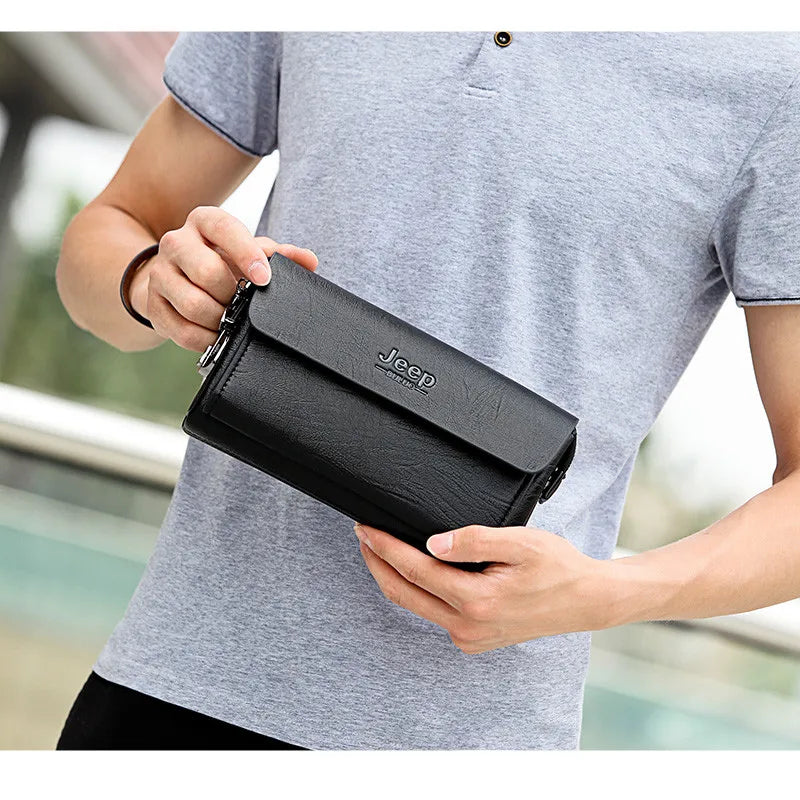 JEEP BULUO Famous Brand Men's Handbags Luxury Bags Phone and Pen Leather Wallets