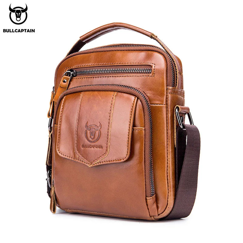 BULLCAPTAIN Genuine Leather Men's Crossbody Bag Business Fashion Men's High Quality Messenger Bag Bolsas Brand Fashion Handbag
