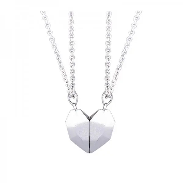 Minimalist Lovers Matching Friendship Love Heart Pendant Necklace Magnetic Distance Couple Necklace Jewelry Anniversary Gift