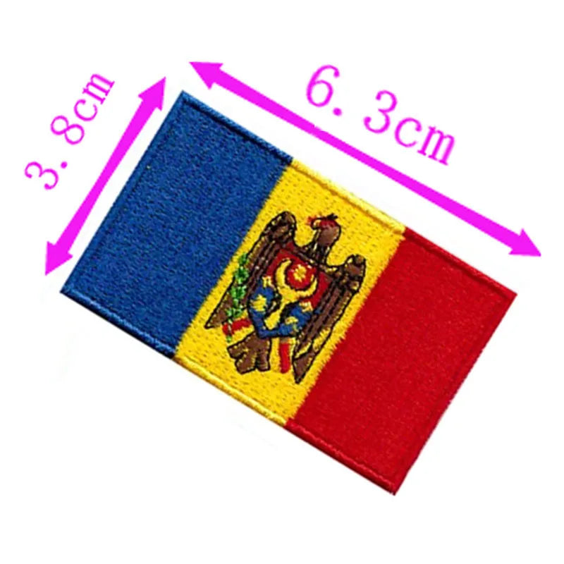 Moldova Flag Embroidery Patch 6.3cm Wide Iron On Sew On Backing