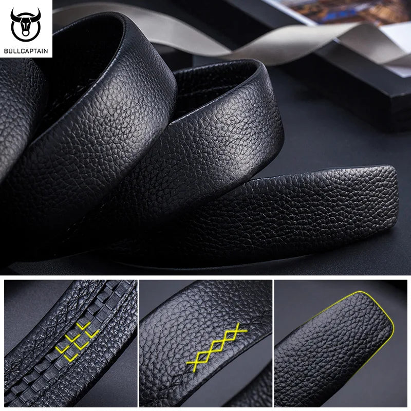 BULLCAPTAIN First Layer Leather Automatic Buckle Belt Men's Leather Belt Men's Business Casual Buckle Headband