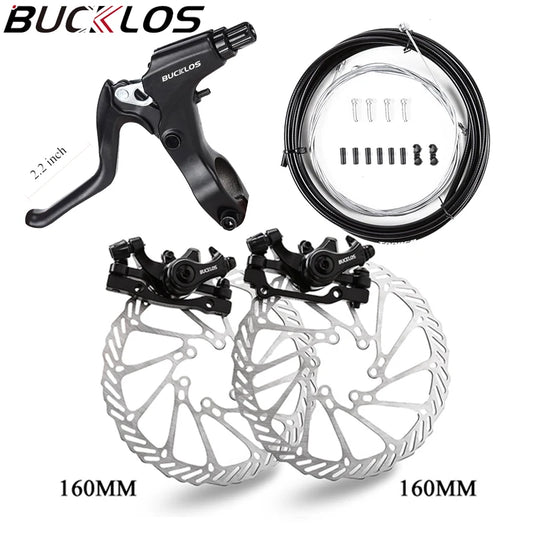 BUCKLOS Disc Rotor Brake set 160mm Mechanical Calipers IS/PM Front Rear Double Brake Handle Levers Line Bike Parts