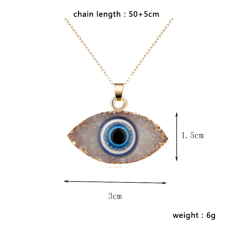 Vintage Turkish Evil Eye Pendant Necklace for Women Fashion Clavicle Chain Statement Necklace Boho Party Jewelry Femme Collares