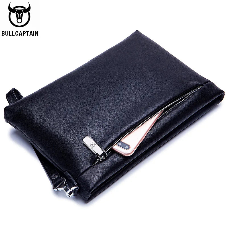BULLCAPTAIN Brand Men's Wallet Clutch Bag Leather Men's Handbag Leather Fashion Men's Casual Bag Designer Ipad Handbag Suitable