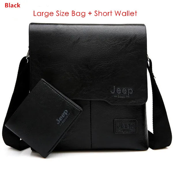 JEEP BULUO Man's Bag 2PC/Set Men Leather Messenger Shoulder Bags Business Crossbody Casual Bags Famous Brand Male Drop Shipping