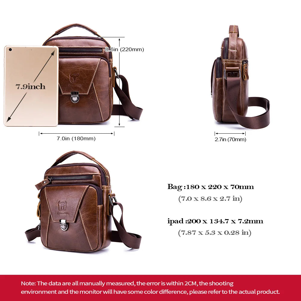 BULLCAPTAIN Men's Shoulder Diagonal Shoulder Layer Leather Business Casual New Personality Small Bag