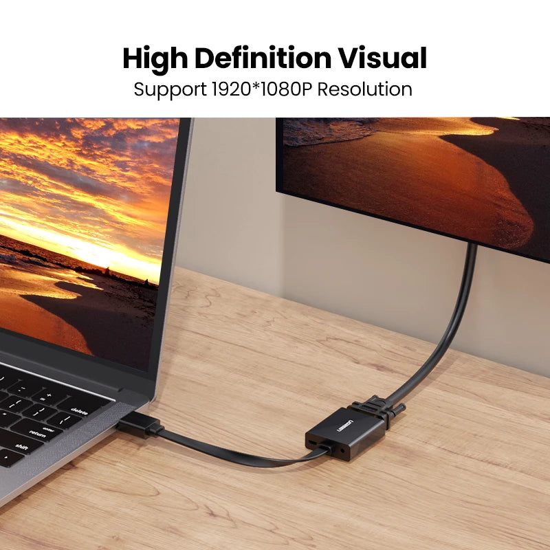HDMI to VGA Adapter for PS4 Male To Female Converter 1080P, 3.5 Jack TV Box PC